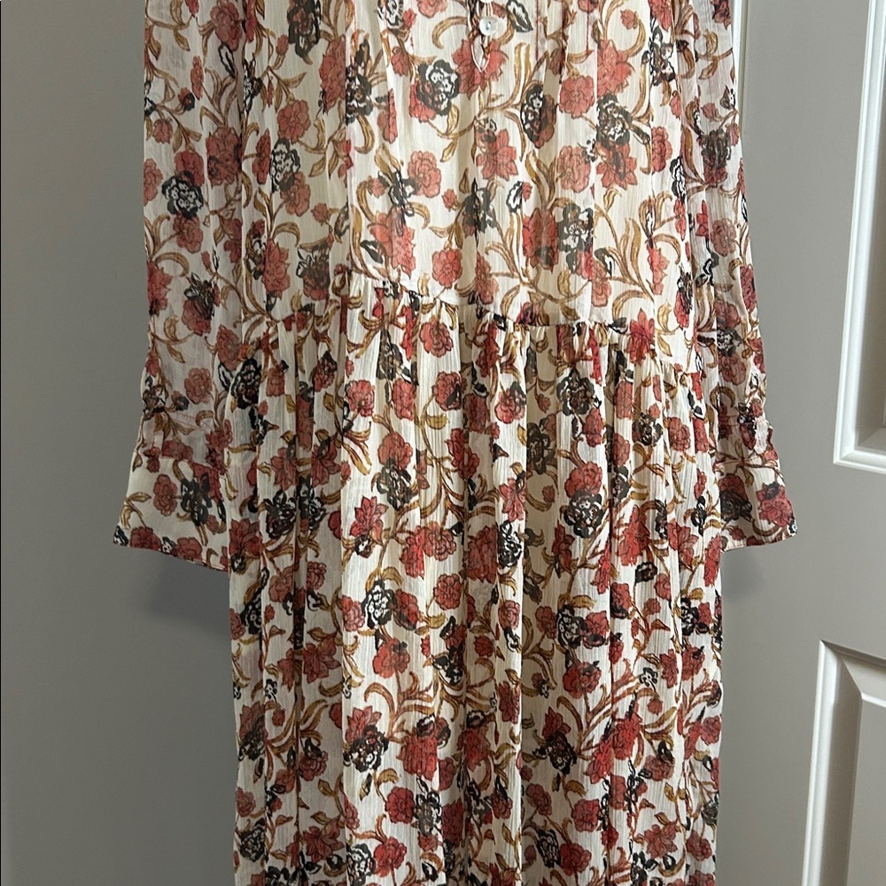 Free People See It Through Pleated Front Dress Maxi Tea Combo Lined Fall Sz S - Picture 6 of 12